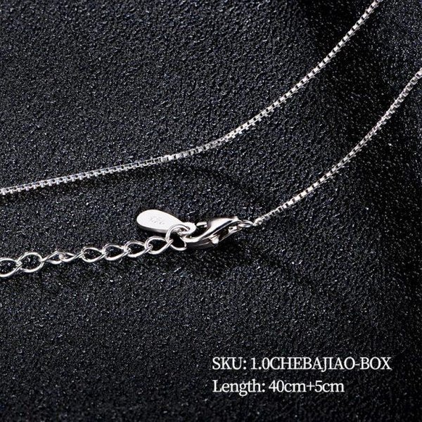 Cadena BáSica CláSica 100% Plata De Ley Maciza 925 Cadena De Collar 40Cm 45Cm 50Cm JoyeríA Fina Moda Colgante EslabóN 50Cm Black-image