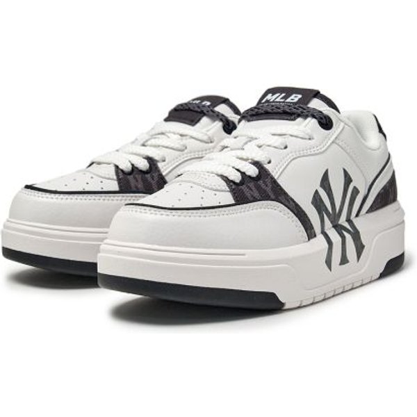 MLB New York Yankees Vaqueros Casual Moda Vintage Tendencia Llamativo CláSico Logo Lateral Zapatillas De CañA Baja Zapatillas Unisex Negras 3ASXM056N-50BKS 45 White-image