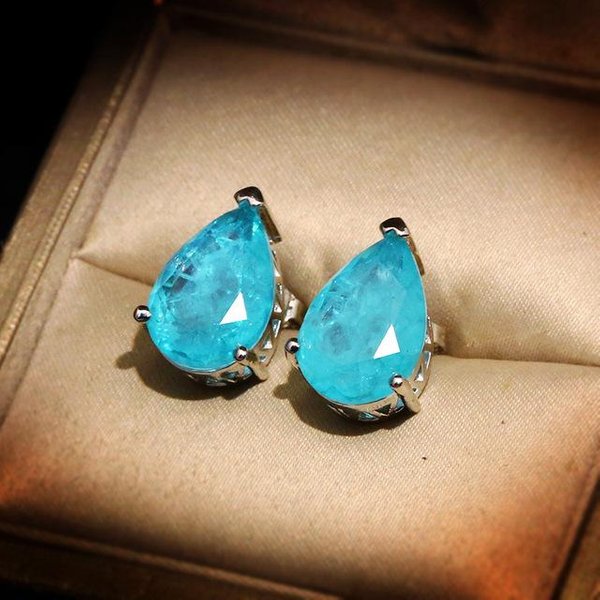 Pendiente De Zafiro De Origen De Plata De Ley 925 AutéNtica Para Mujer, Aros Para Mujer, Oreja Orecchini, JoyeríA De Plata 925, Gema De Zafiro Azul-image