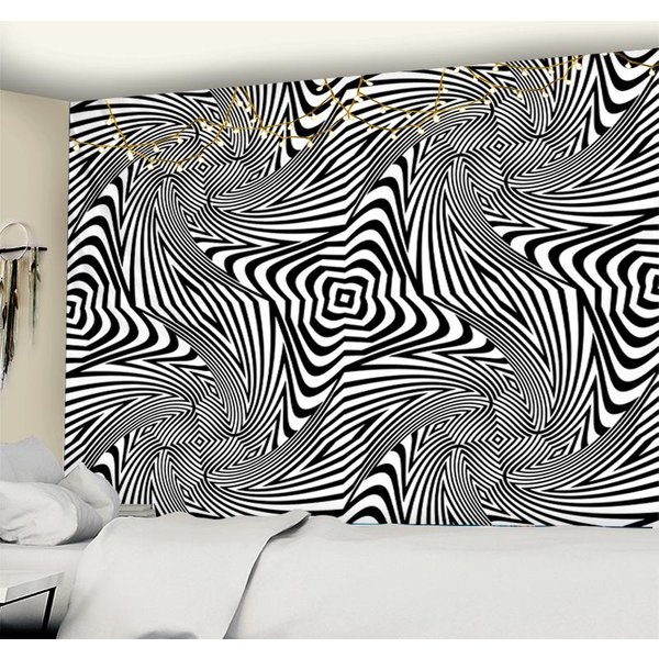 Tapiz De Pared Con PatróN De LíNea De VéRtigo PsicodéLico, ImpresióN 3D, Mandala De BrujeríA Hippie, DecoracióN Del Hogar 95X70Cm Gray-image