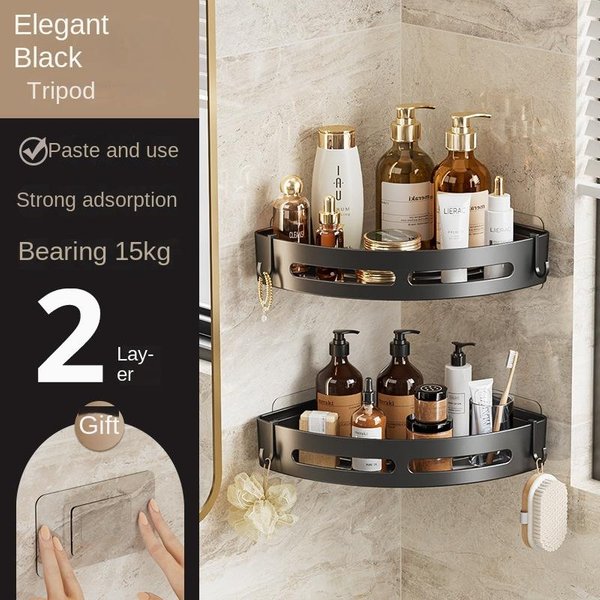 1/2/3 Piezas Adhesivo Soporte Para Champú De BañO Estante Para Ducha Estantes De Almacenamiento Estante Sin Taladro Esquina Soporte Para Toallas Estantes Para BañO White-image