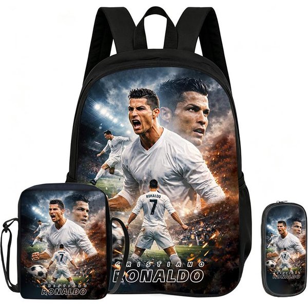Aprende, Viaja Mochila Escolar, Estuches, Mochila Deportiva Ronaldo NiñOs Set De 3 Piezas Mochila Estrella De FúTbol Rucksack Regalo-image
