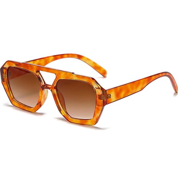 Gafas De Sol Retro Para Mujer Con Doble Puente Montura Grande Leopardo MarróN Degradado Gafas De Sol De Moda DiseñAdor Gafas De Sol Para Hombre As Shown-image