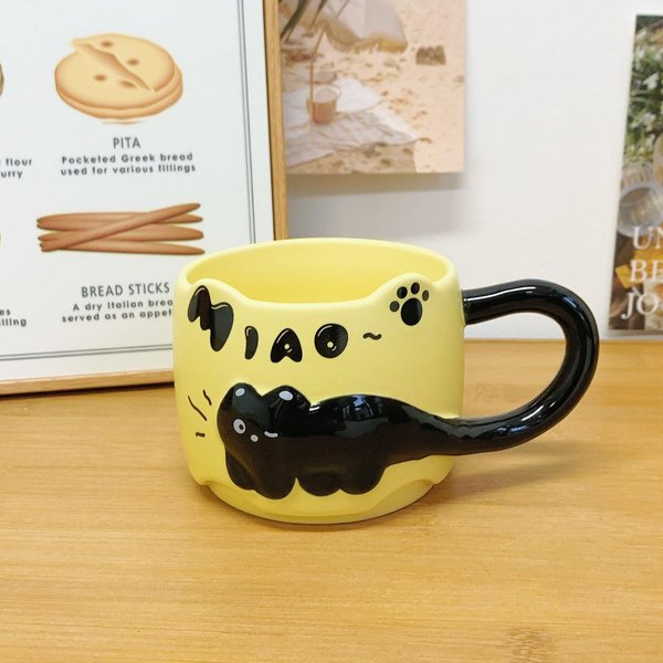 Designerski Kot UłOżOne Kubki Wysokiej WartośCi Ceramiczny Kubek Kubek Do Picia Dla Pary Domowy Kubek Na Kawę ŚNiadaniową MężCzyźNi 301-400Ml-image