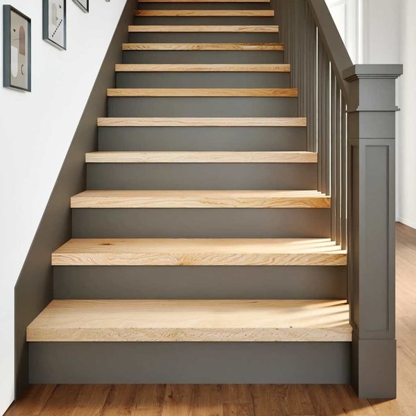 Vidaxl Pelda De Escalera, 4 Piezas, Crudo 90X25X2 Cm Madera Maciza De Roble-image