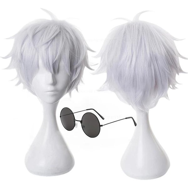 Peruka Cosplay Gojo Satoru Anime Jujutsu Kaisen Cosplay Gojo KróTkie Odporne Na CiepłO WłOsy Syntetyczne Peruki Anime Impreza Kostiumowa-image