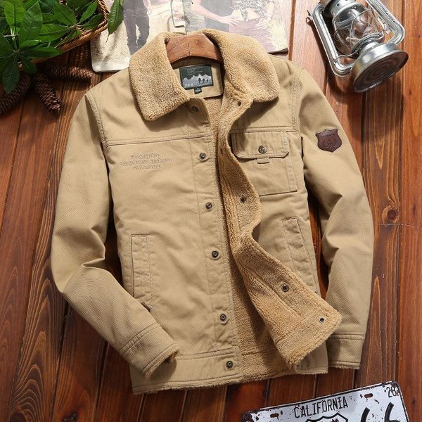 Nueva Chaqueta Lavada De Invierno Para Hombre, Ajustada, Cuello Alto, Chaqueta De Terciopelo Gruesa, Moderna Y Casual Para Hombre 5XL Brown-image