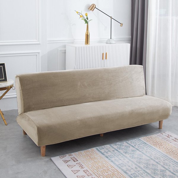 Fundas Para Sofá Cama Asiento Plegable Funda Moderna FutóN EláStica Fundas Para Sofá Cama Sala De Estar Protector EláStico Para Sofá Sin Brazos De Terciopelo L 190-210Cm-image