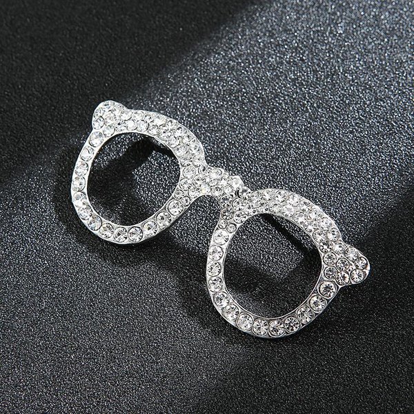 Gafas Coreanas Broche De PedreríA De Cristal Pin Traje De Hombre Camisa Broches De Lujo Bufanda Corsage Pines De Solapa JoyeríA De Moda Regalos Beige-image