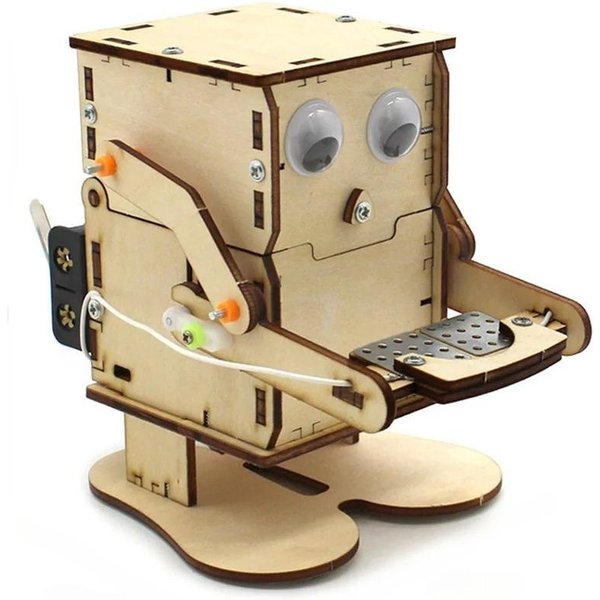 Robot Comedor De Monedas Modelo DIY Experimento CientíFico Juguete De Ensamblaje Para NiñOs Divertido Educativo Proyecto Stem Kit Regalo Para Aprendizaje Escolar Beige-image