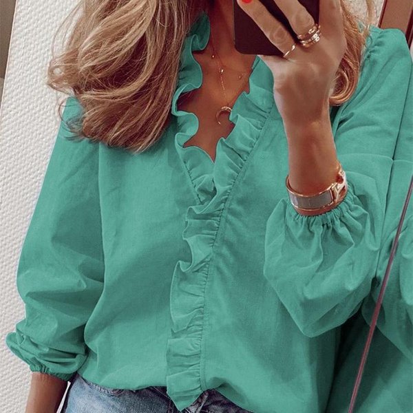 Yyfs Blusas Y Camisas De Manga Larga Para Mujer, Estilo Casual, Verano, Primavera XXL Verde-image
