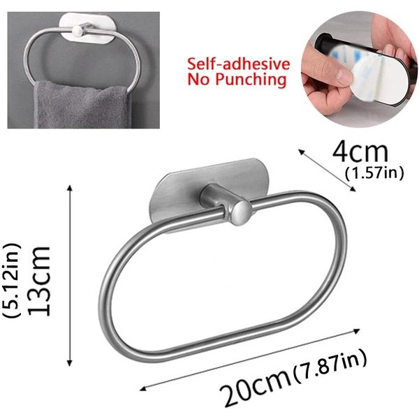 Toallero De Acero Inoxidable Autoadhesivo Para BañO, Toallero Negro, Colgador De Toallas, Barra De Aro, Accesorios De Almacenamiento Para Cocina-image