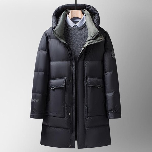 Nueva Chaqueta De PlumóN Con Capucha De PlumóN De Pato Blanco De Invierno Para Hombre Engrosada Juvenil Moderna Chaqueta De PlumóN De Longitud Media Chaqueta A Prueba De FríO 3XL Gray-image