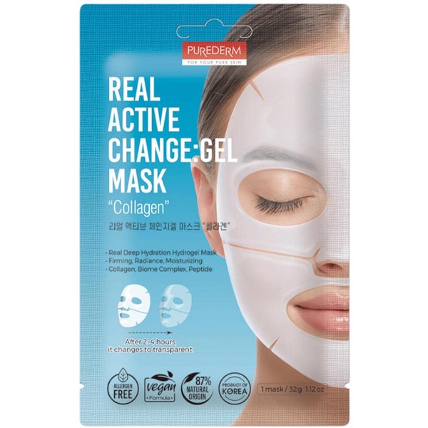 Purederm - Real Active Change: Gel Mask Collagen 32G Maska HydrożElowa-image