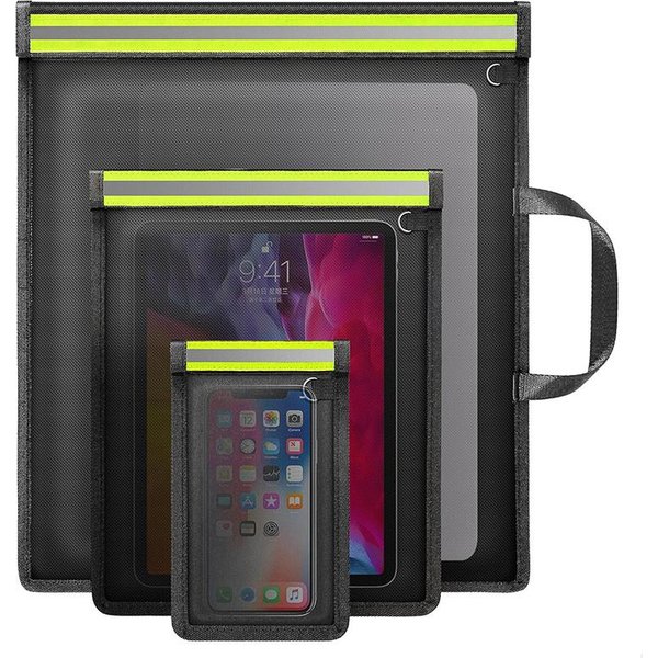 3 Szt. Torba Faraday Na Notebooka Ipad, BlokująCa Sygnał, EkranująCa Rfid, Torba Na Telefon, Antyradiacyjna, Ochrona Przed Promieniowaniem, Torba Do Przechowywania Kluczyka Samochodowego Czarny-image