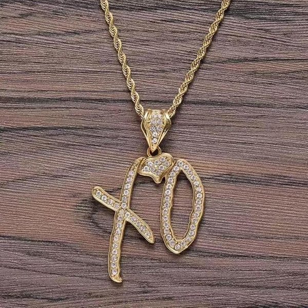 Wysoki Hip Hop Naszyjnik Z Zawieszką Z Literami Xo Dla Kobiet MężCzyzn, Modna Kreatywna BiżUteria W Stylu Hip Hop Rock Z Cyrkoniami SześCiennymi Na Prezent Necklace-image