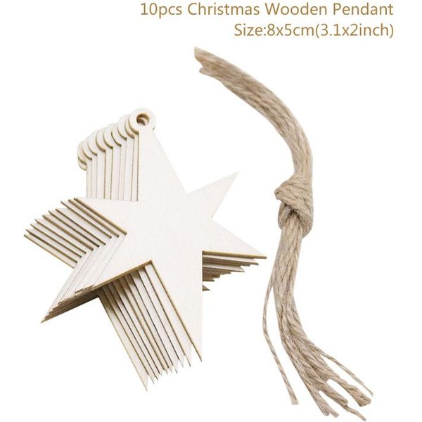10 Szt./Partia Drewniane Ozdoby WisząCe Na Choinkę Zawieszki Dekoracje ŚWiąTeczne Do Domu Na PrzyjęCie Noworoczne Navidad Natal Prezent Dla Dzieci-image