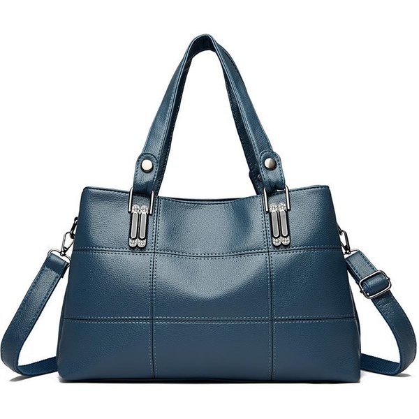 Modna Damska Torba Prosta MięKka SkóRzana Torba Na Ramię Uniwersalna DużA Pojemność Zakupy PrzenośNa Torba Crossbody-image