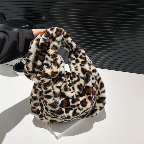 Teksturowana I Elegancka Pluszowa Torba Dla Kobiet Na Jesień I Zimę Nowa Torba Futrzana O DużEj PojemnośCi Dla Kobiet Torba Jednoramienna Crossbody Gray-image