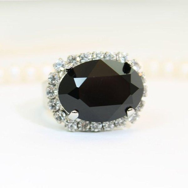 100% S925 Srebro Prawdziwy PierśCionek Z Obsydianem Dla Kobiet Bizuteria Anillos De Silver 925 BiżUteria Obsydian PierśCionki Z Kamieniami Szlachetnymi Anel Box 6 Czarny-image