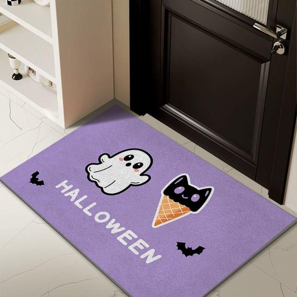 Anillo De Seda Para El Hogar Alfombrilla Antideslizante Hogar Creativo Calabaza De Halloween Puerta Puerta Alfombrilla Para El Polvo Alfombrilla Alfombrilla Alfombrilla Alfombrilla Alfombrilla Alfombrilla Alfombra 40 * 60Cm Silk Circle Gray-image