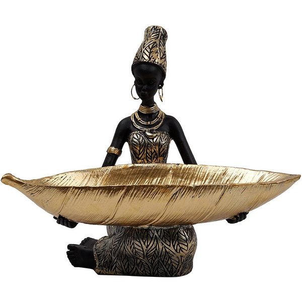 Almacenamiento Escultura Mujer Negra Adornos Creativos Hogar Sala De Estar Escritorio Vinoteca Entrada ArtesaníAs De Resina 28*24.5*18Cm-image