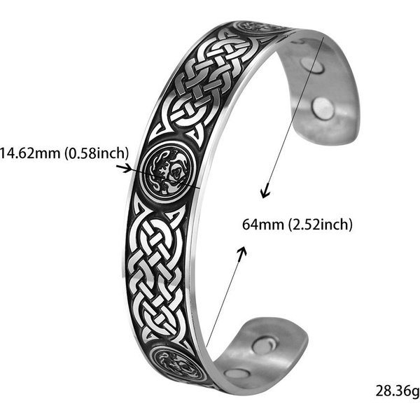Teamer Pulsera De Acero Inoxidable Con Runas Vikingas NóRdicas Para Hombres Mujeres Wicca Amuleto Vintage ÁRbol De La Vida Pulsera De Aro JoyeríA Regalos Para Parejas Gray-image