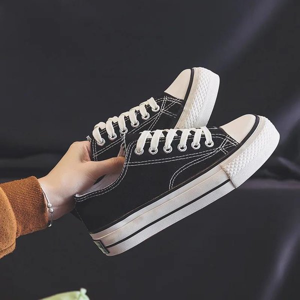 Zapatos De Mujer De Suela Gruesa De Primavera Zapatos De Lona Casuales Zapatos Deportivos CóModos Transpirables Zapatos Con Suela Gruesa Que Aumentan La Altura 35 Gray-image