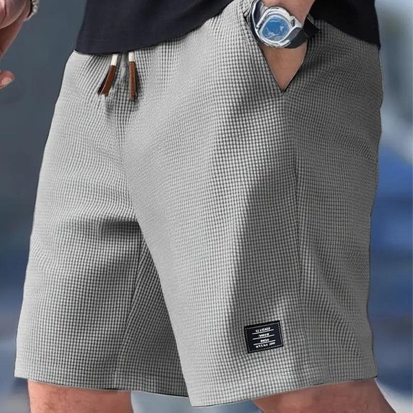 Pantalones Cortos Casuales Texturizados Para Hombre Con Cintura De CordóN, Bolsillos Para Ropa Casual, Playa O Actividades Al Aire Libre, Pantalones Cortos De Uso Diario Pantalones Cortos Con Cintura De CordóN 6XL Gray-image