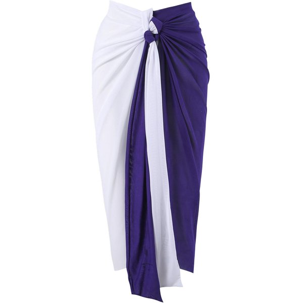 Nuevo Traje De BañO Sexy De Una Pieza Sin Espalda Para Mujer Color SóLido Falda De Gasa Conjunto De Traje De BañO XL White-image