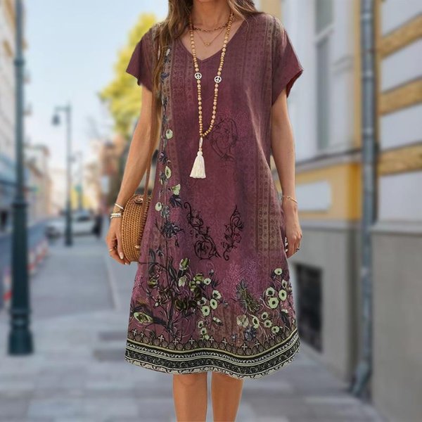 Letnia Moda Damska Sukienka Z Dekoltem V Z KróTkim RęKawem W Stylu Retro Z Nadrukiem Seksowna KróTka SpóDnica Sukienki XL Black-image