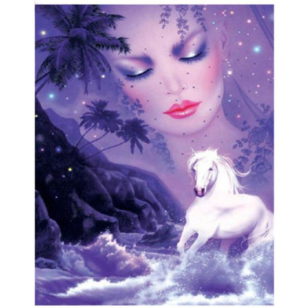 5D DIY Diamante Pintura Dibujos Animados Unicornio Princesa Diamante Bordado 20X30CM-image
