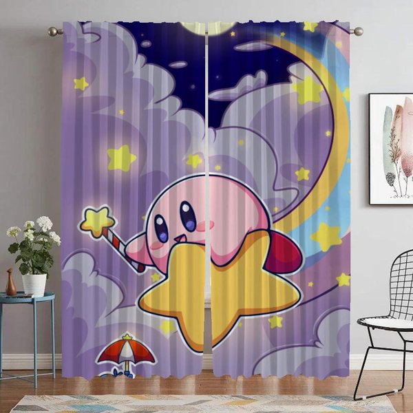 Elegantes Cortinas De HabitacióN 2 Piezas Cortinas Blackout Kirbys Para CáMara SalóN Cortina Divisoria Cortinas DecoracióN De Halloween W60Xh90Cmx2Pcs-Cl-image