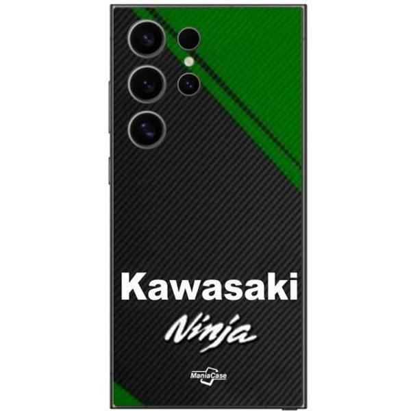 Funda - Maniacase - Samsung Galaxy S25 Ultra - Negra - Flexible - Logo Kawasaki Ninja Moto-image