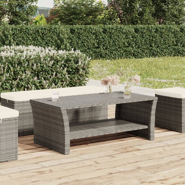 Vidaxl Stolik Kawowy, Szary, 100X50X40 Cm, Polirattan-image