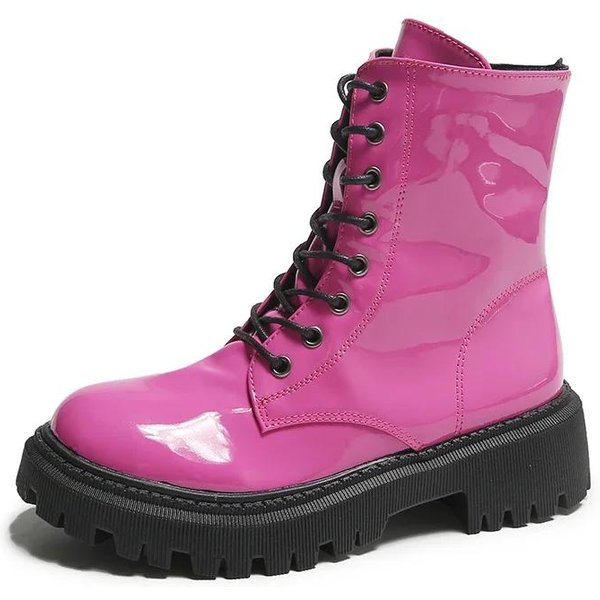 Damskie Buty Kostka Damskie Botki Klasyczne Nowoczesne Botki Damskie WiąZane Na Krzyż OkrąGłY Nosek Boczny Zamek Niski Obcas Buty Plus Size Damskie 40 Pink-image