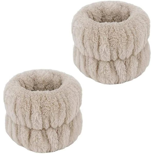 3 Piezas Diadema MuñEquera Para Lavarse La Cara Toalla De Maquillaje De Microfibra Bandas Para El Cabello Banda Lavable Scrunchies MuñEquera Absorbente Para El Sudor Gray-image