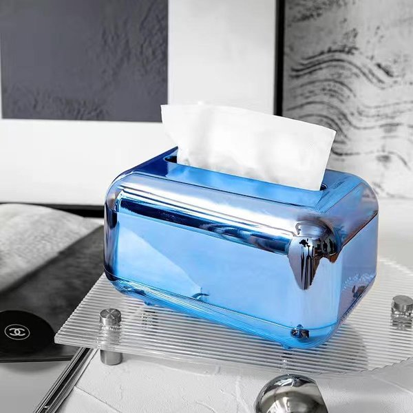 Caja De PañUelos Espejo Oro Plata Contenedor De PañUelos Soporte De Servilletas De Escritorio Estuche Caja De Almacenamiento DecoracióN Para Sala De Estar Del Hogar Adornos-image