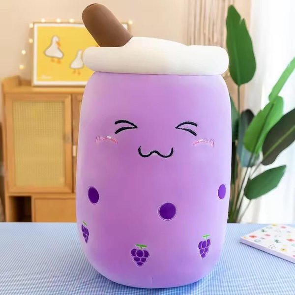 Kawaii NapóJ Owocowy Pluszowa Wypchana MięKka RóżOwa Herbata Mleczna Truskawkowa Pluszowy Kubek Do Herbaty Boba Zabawka Poduszka Poduszka Prezent Dla Dzieci-image