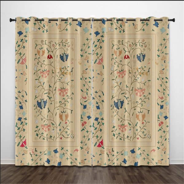 Cortinas Decorativas Con Estampado Vintage Europeo 3D, 2 Paneles, Para Hogar, Sala De Estar, Dormitorio, Ventana De BalcóN 60W60H(Cm)X2&Grommet Top-image