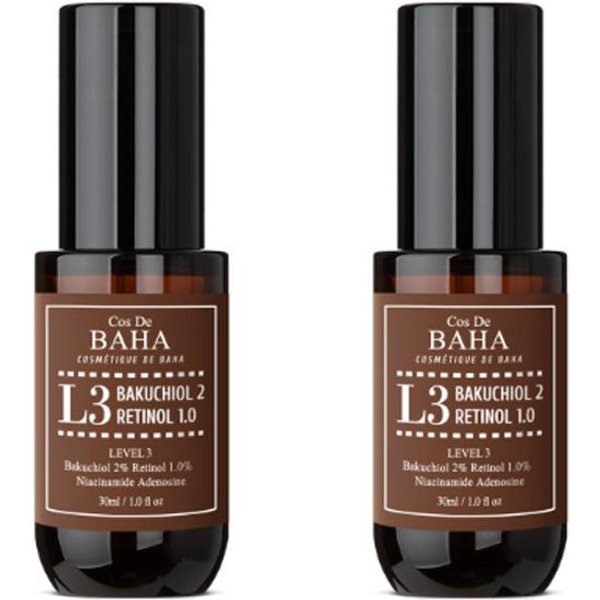 Cos De Baha (L3) Bakuchiol 2% Y Retinol 1% Suero Facial 30Ml (3 Opciones) 2PCS Black-image