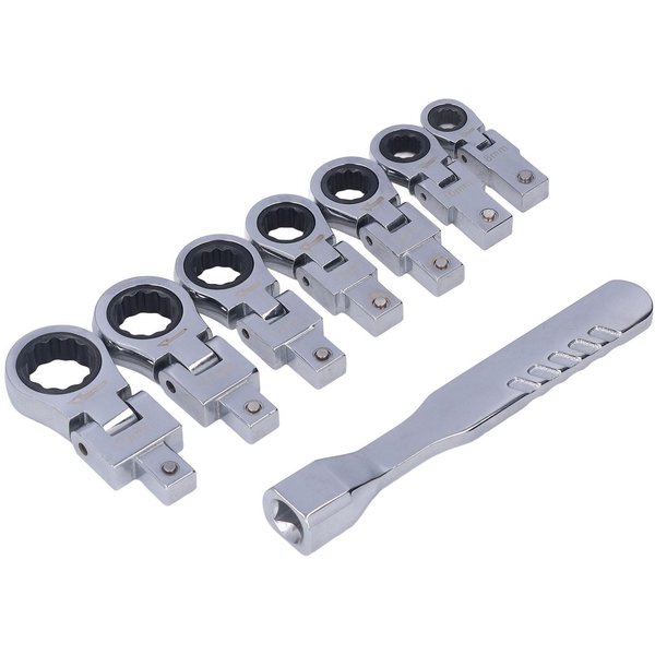8 Piezas Llave De Carraca 180 Grados Cabeza Flexible AleacióN De Acero Juego De Herramientas Kit Para Mantenimiento De TuberíAs-image