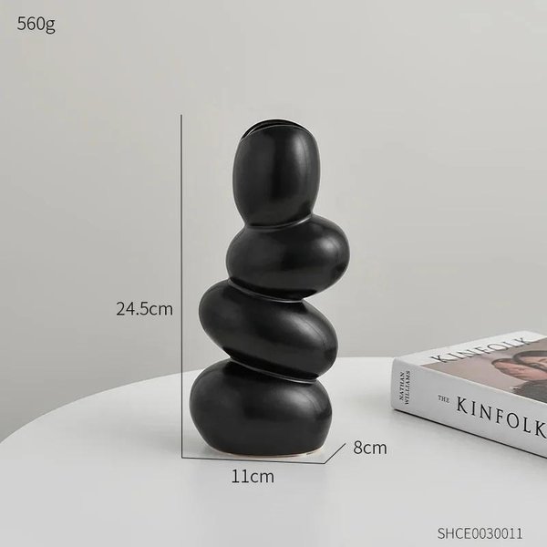 Minimalismo CeráMica Jarrones Creativo Sala De Estar Arreglo Floral Contenedor Adorno Decorativo Lujo Ligero Maceta De Gama Alta-image