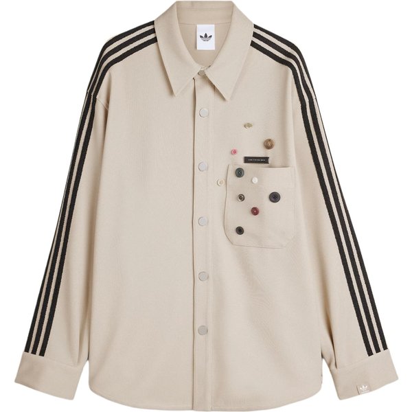 Chaqueta Unisex Adidas Originals X Song For The Mute Adi006 Rayas Bordado Logo Cuello Puntiagudo Un BotóN Manga Larga Holgada Chaqueta KC3141 L Beige-image