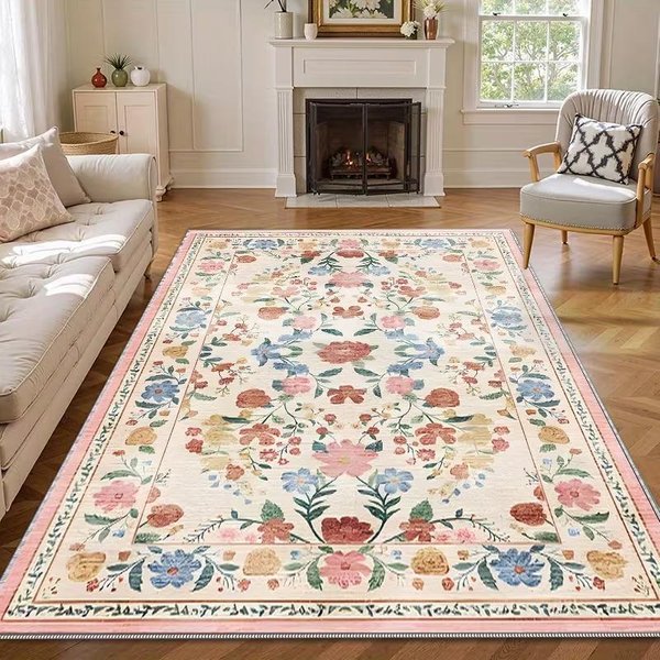 Vintage Cottagecore Kwiatowy Dywanik Retro Botaniczny Kwiatowy MięKki AntypośLizgowy Dywan Boho Ilustracja Design Dywan Do Salonu Sypialni 80X120Cm-image