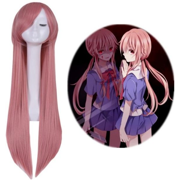 Gasai Yuno Cosplay Anime Dziennik PrzyszłOśCi Gasai Yuno Mirai Nikki Kostium Cosplay Mundurek Szkolny Kokarda KróTka SpóDniczka Peruka Stroje Halloweenowe XXL-image