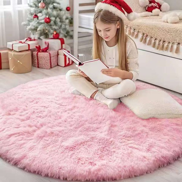 Puszysty DłUgowłOsy Dywan AntypośLizgowy Zmywalny Dywan Do Pokoju DziecięCego Dywan Do Sofy Dywan Do Salonu Dywanik Nocny Dekoracja Domu 100X100CM (3.3X3.3FT-image