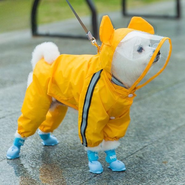 Lindo Impermeable Para Perro Animal De Cuatro Patas Impermeable Envolvente BichóN Oso Mascota Perro PequeñO Y Mediano Teddy Shiba Inu Ropa Para DíA Lluvioso XL (Recommended Weight 11-7.5Kg)-image