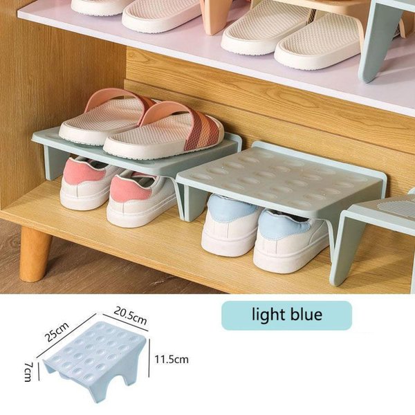EstanteríA Multifuncional Para Zapatos Ahorro De Espacio Doble Estante Zapatero Estante De Almacenamiento Para Zapatos DecoracióN Del Hogar Azul-image