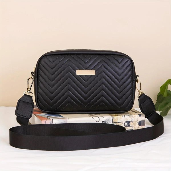 Minimalistyczna Mini Modna Pikowana Torba Crossbody Portfel, Modna PU Torba Na Ramię, Damska Codzienna Torebka I Portfel Na Telefon KomóRkowy Czarny-image